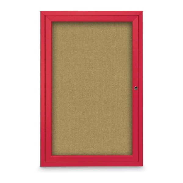 United Visual Products Slim Enclosed Corkboard, 18"x24", Bronze Alum Frame/Medium Grey UVEB1824-BRONZE-MEDGRY